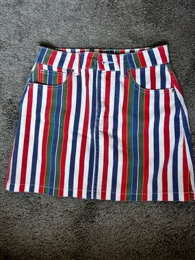 Striped Multicolor Cotton high waist skirt